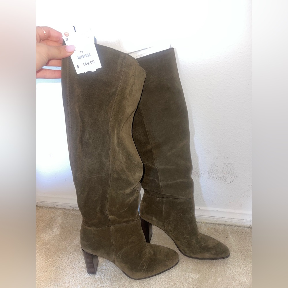 zara suede knee high boots